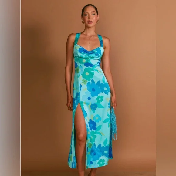 Show Me Your Mumu Mina Midi Dress Womens XXL in Blue Piccadilly Floral 🌸 - Picture 1 of 9